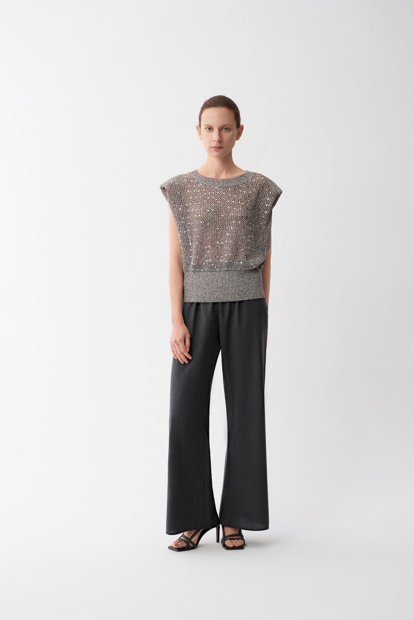 Cap-Sleeve Sequin Knit