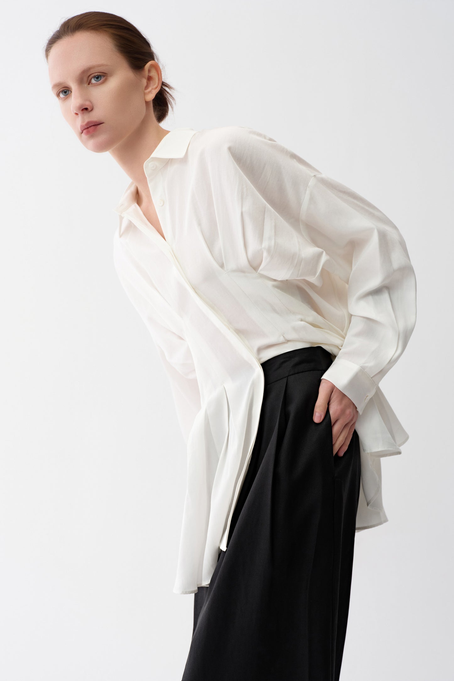 Gathered-Waist Cotton Shirt