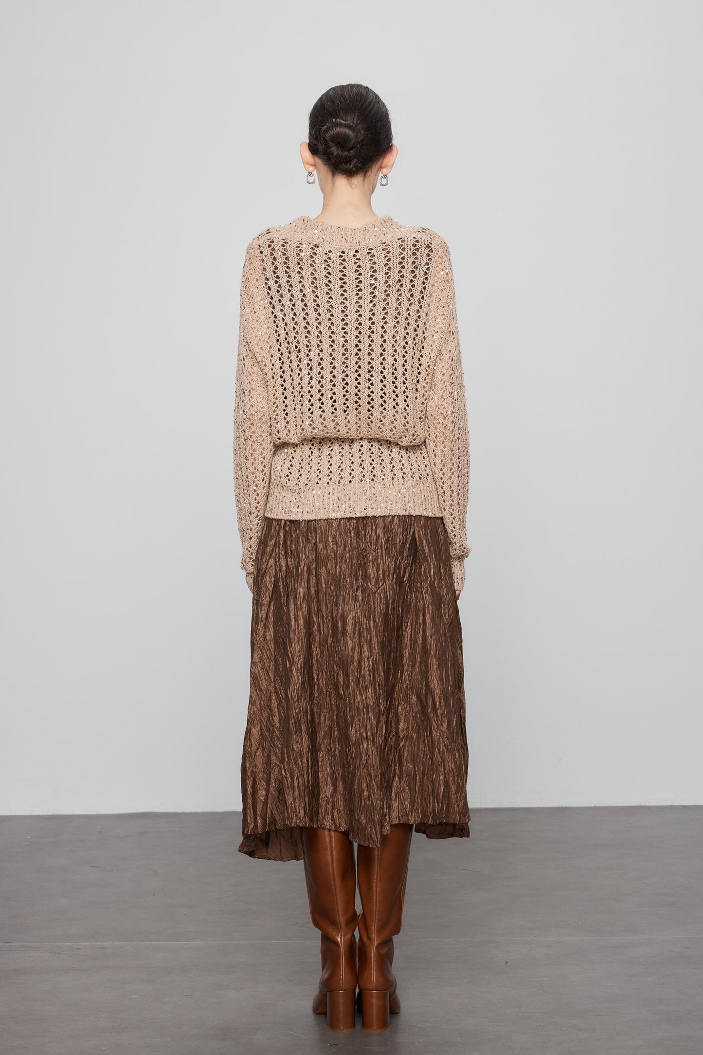 Hand Beaded Cashmere V Neck Pullover