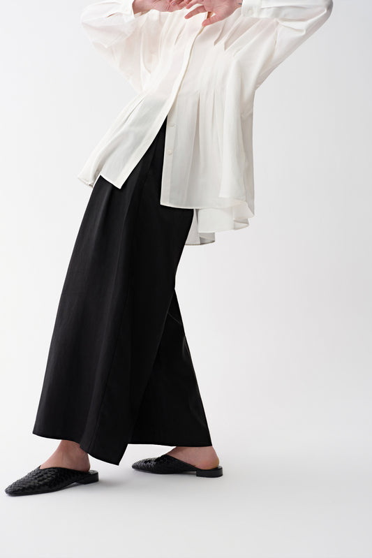 Pull-On Twill Silk Pants