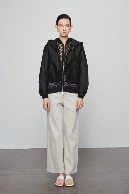Silk Wool Hooded Jacket