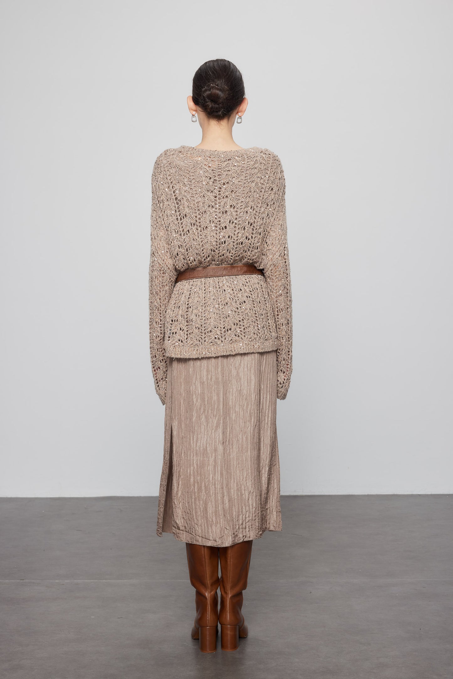 Round Neck Beaded Cashmere Sweater