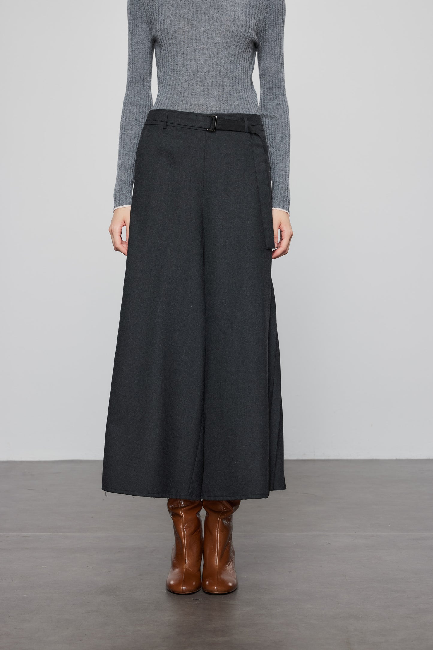 Wool Pants-Skirt with Accordion Pleats