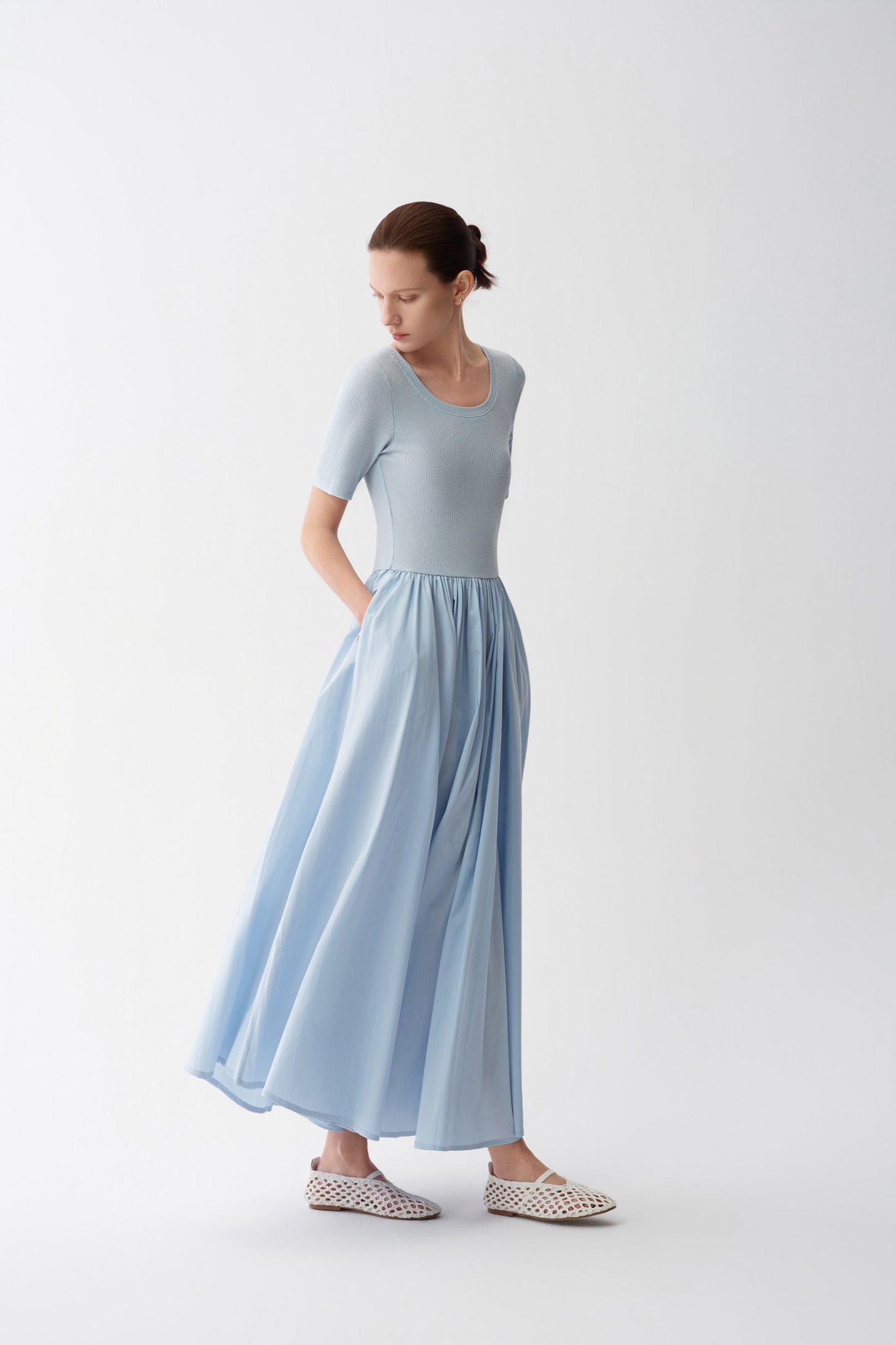 Fluid Paneled Knit Dress
