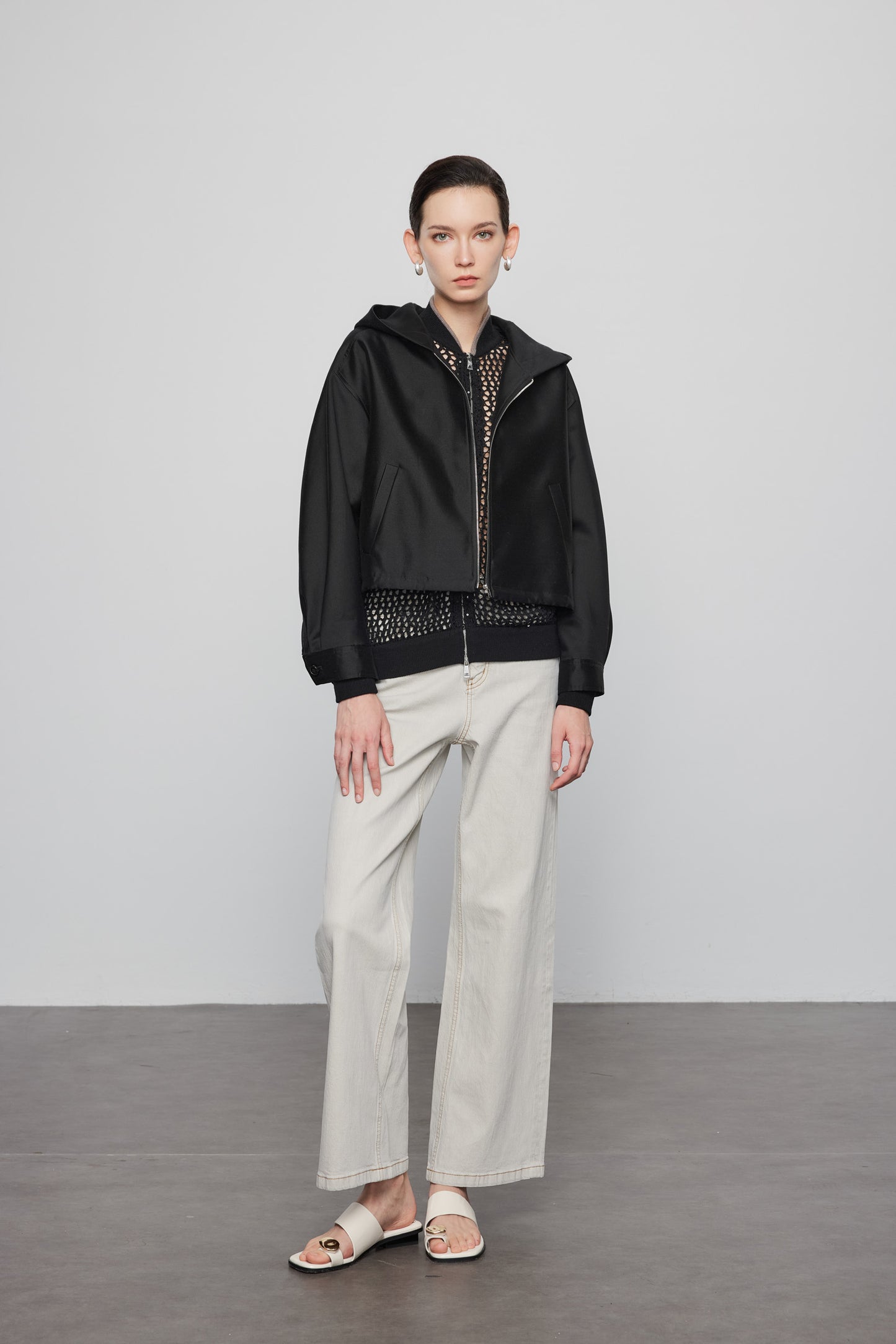 Silk Wool Hooded Jacket