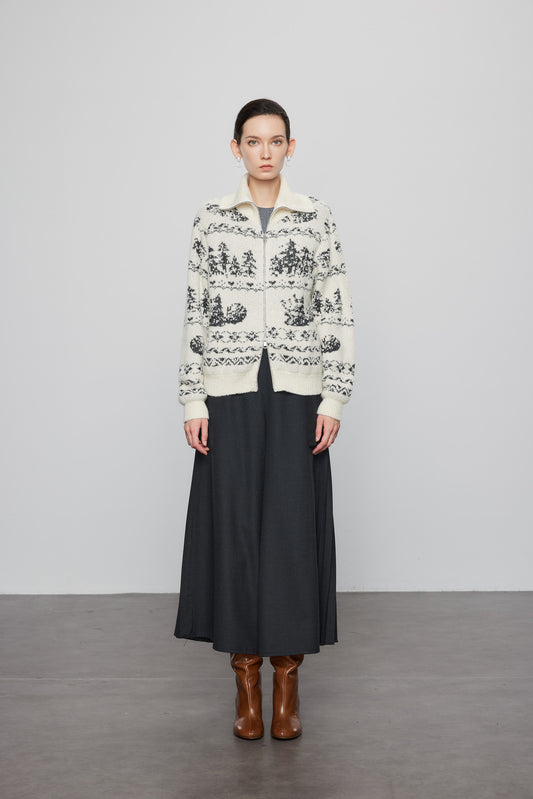 Zip Front Nordic Design Cashmere Coat