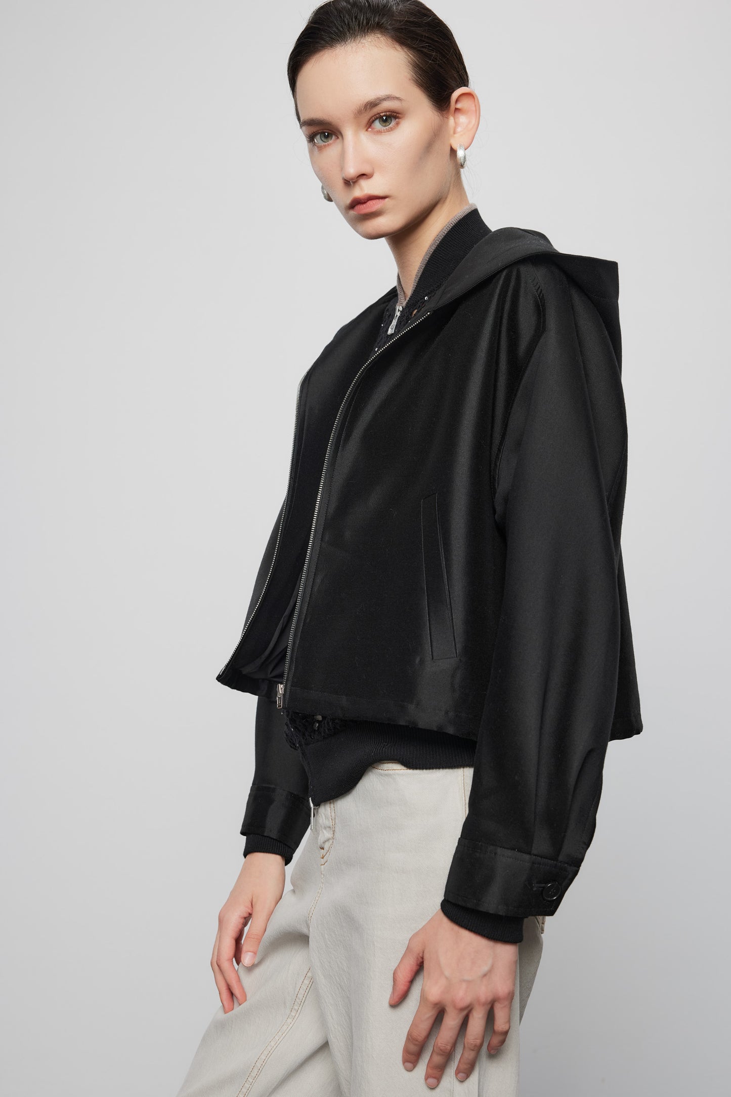 Silk Wool Hooded Jacket