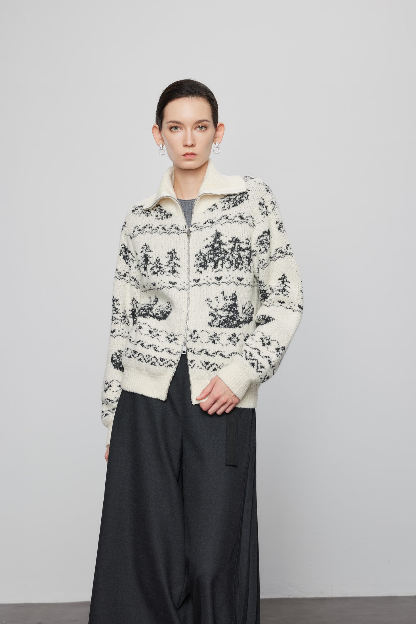 Zip Front Nordic Design Cashmere Coat