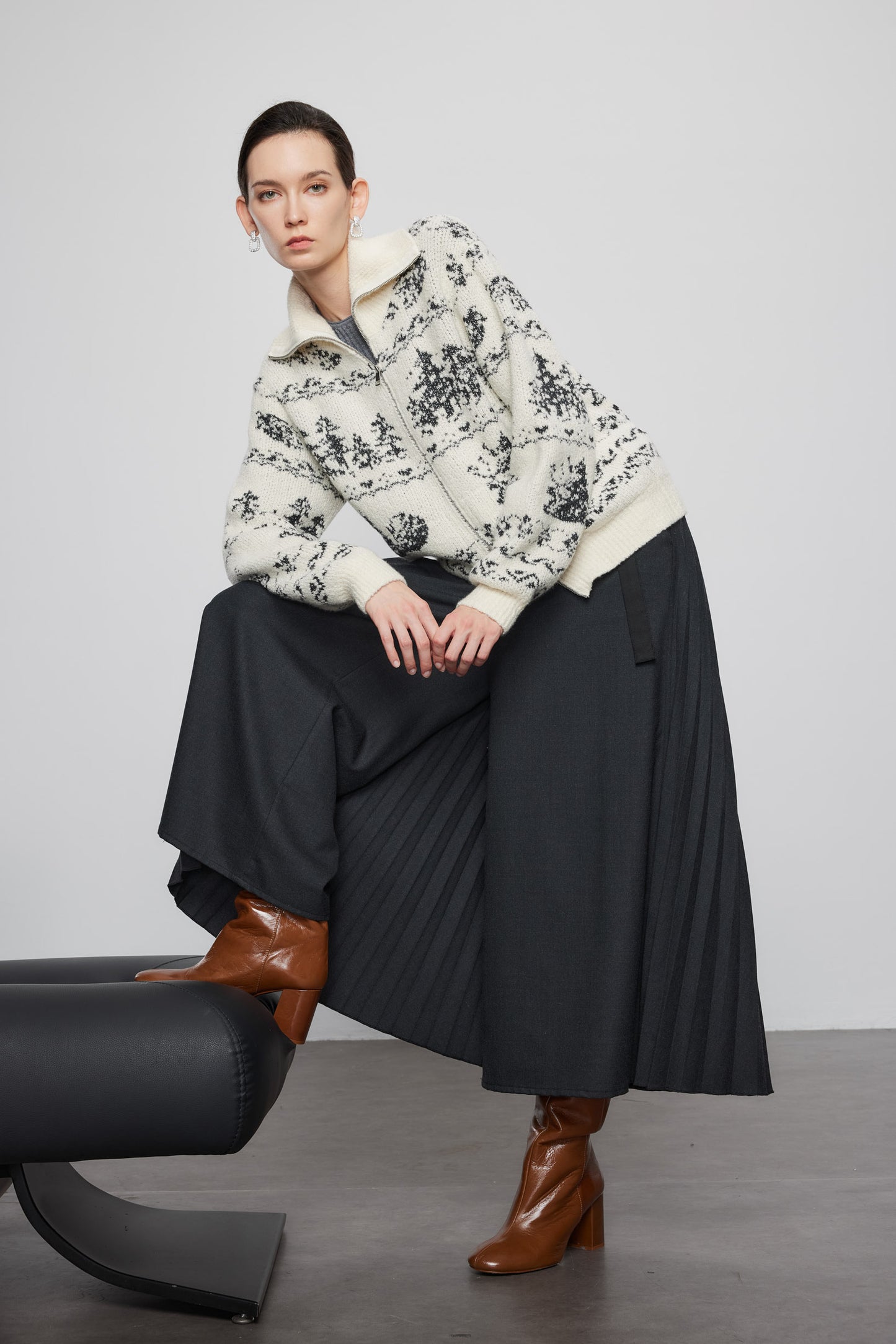 Zip Front Nordic Design Cashmere Coat