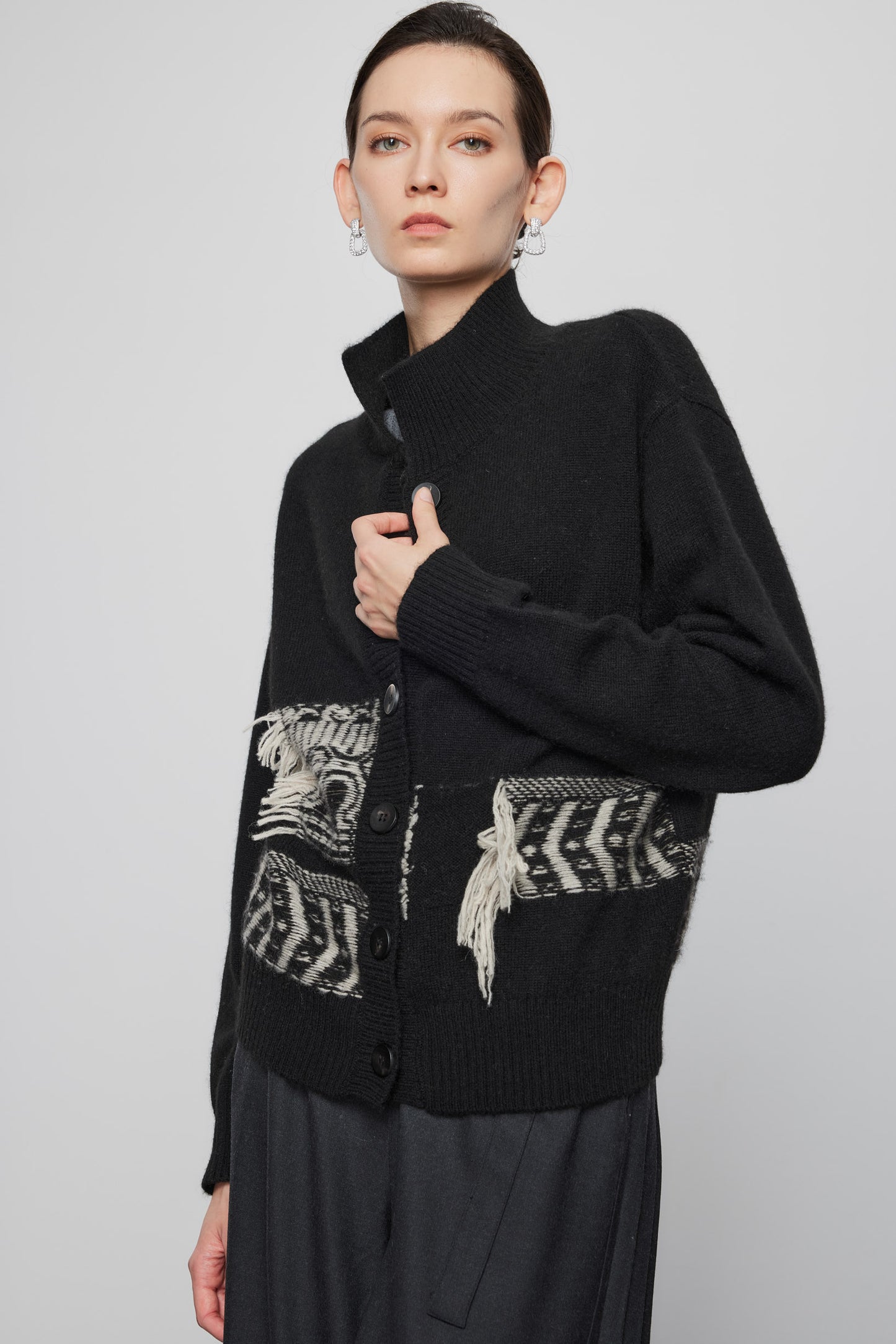 Wool Yak Blend Fringe Sweater