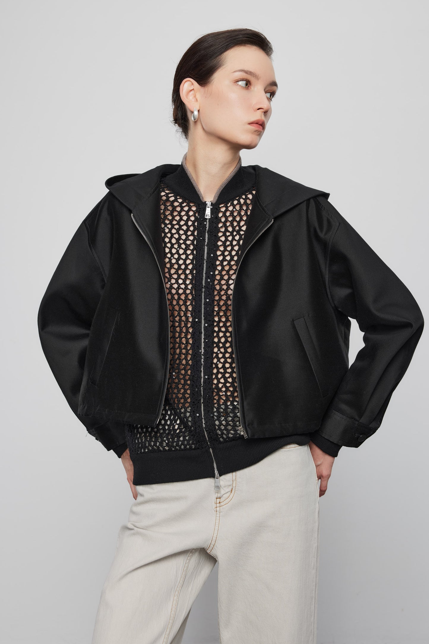 Silk Wool Hooded Jacket