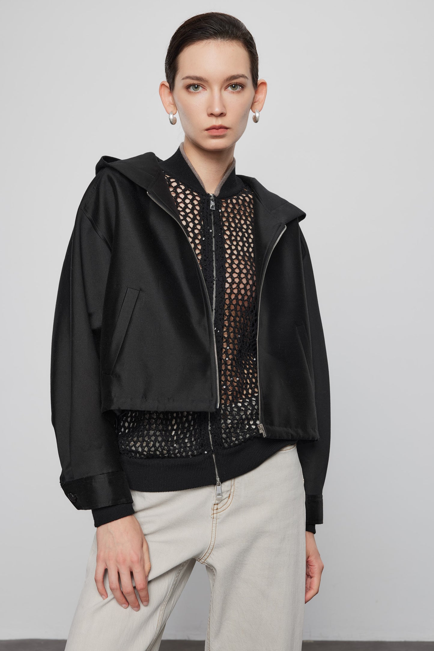 Silk Wool Hooded Jacket