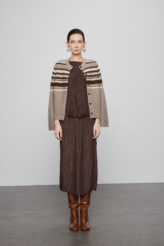 Wool Yak Blend Striped Cardigan