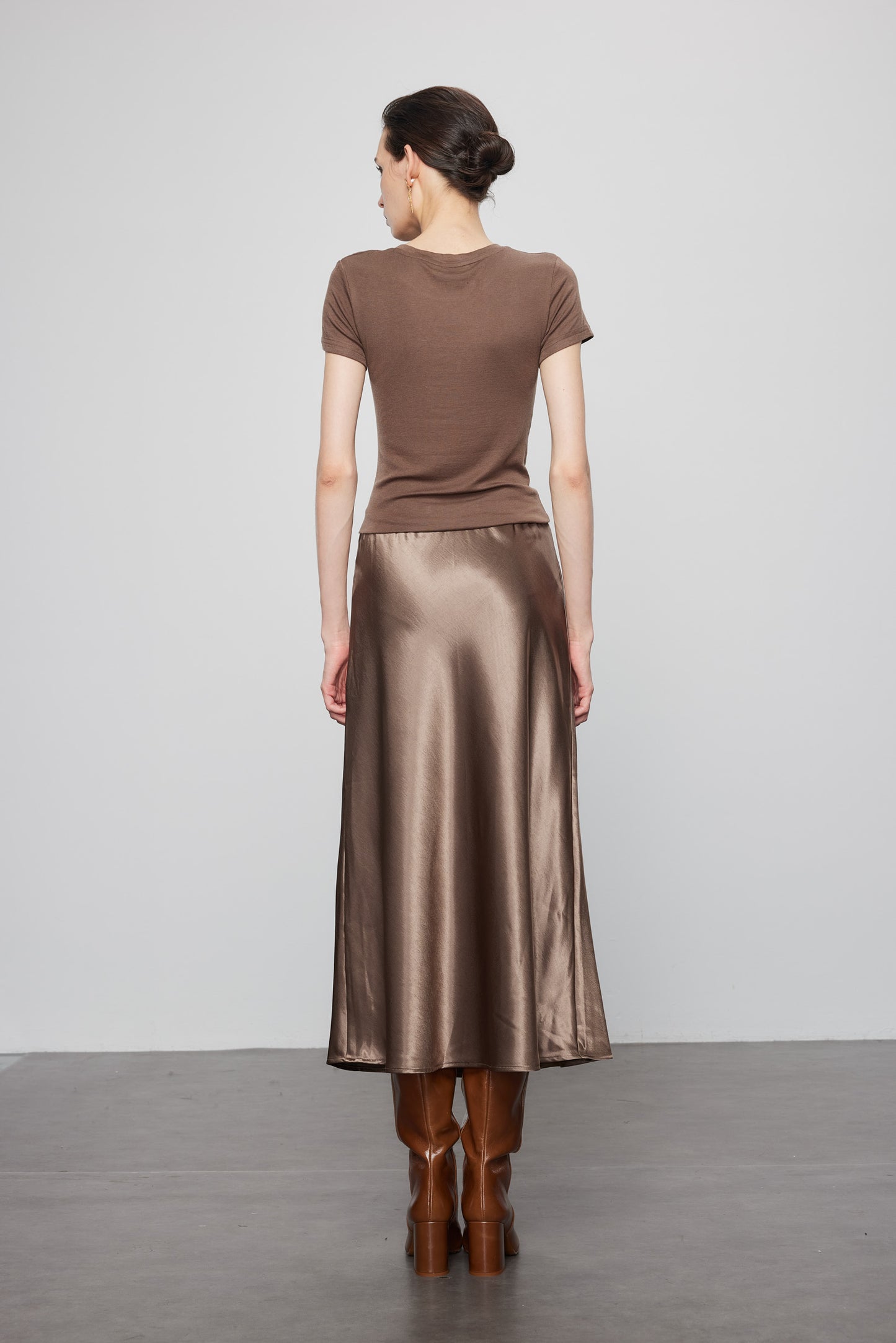Glossy Skirt  In Coffee