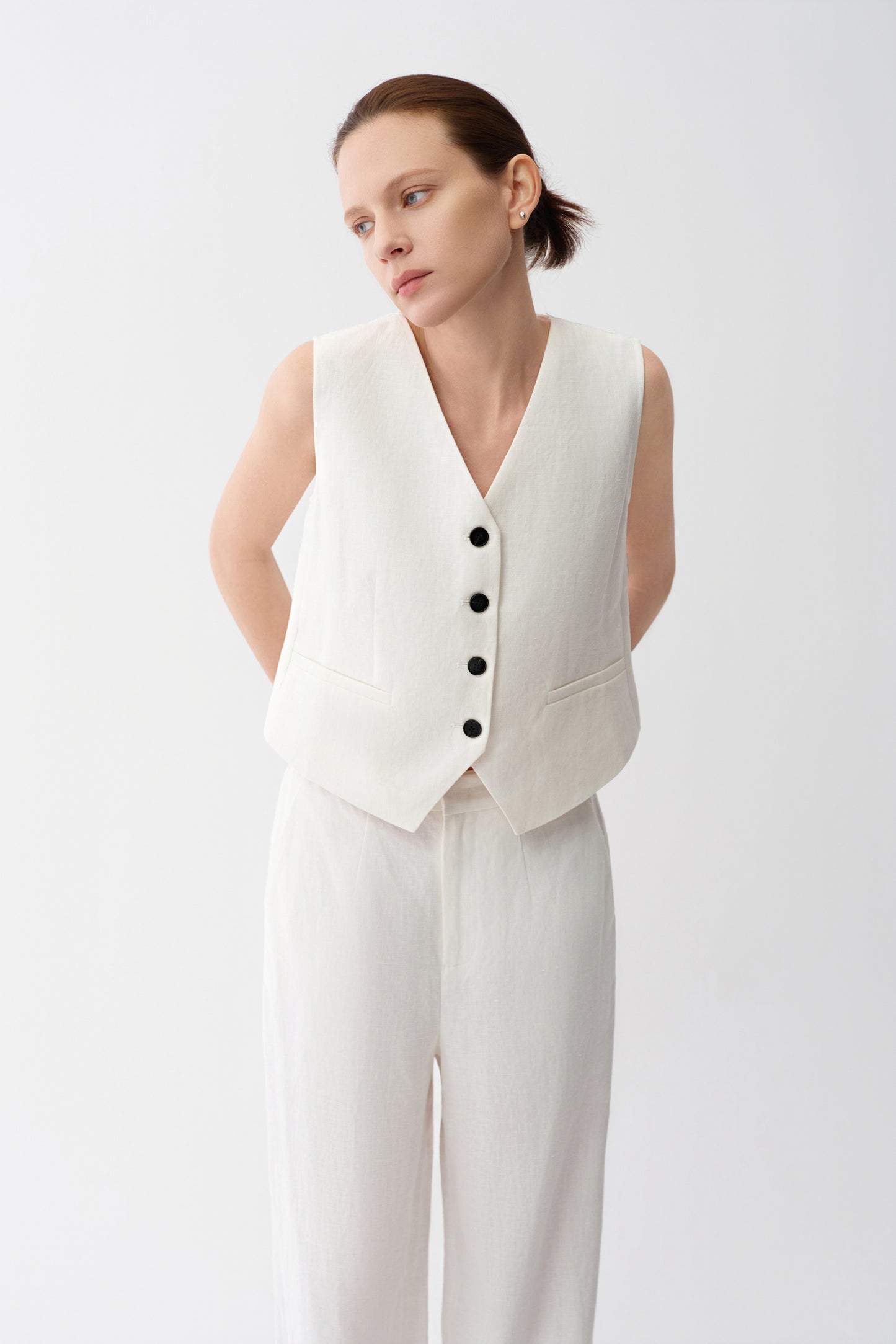 Lace-Knit Linen Vest