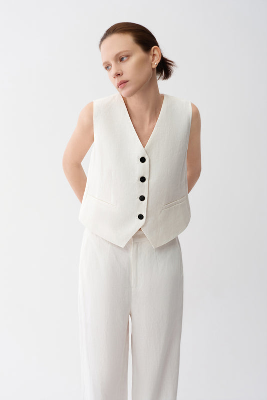 Lace-Knit Linen Vest