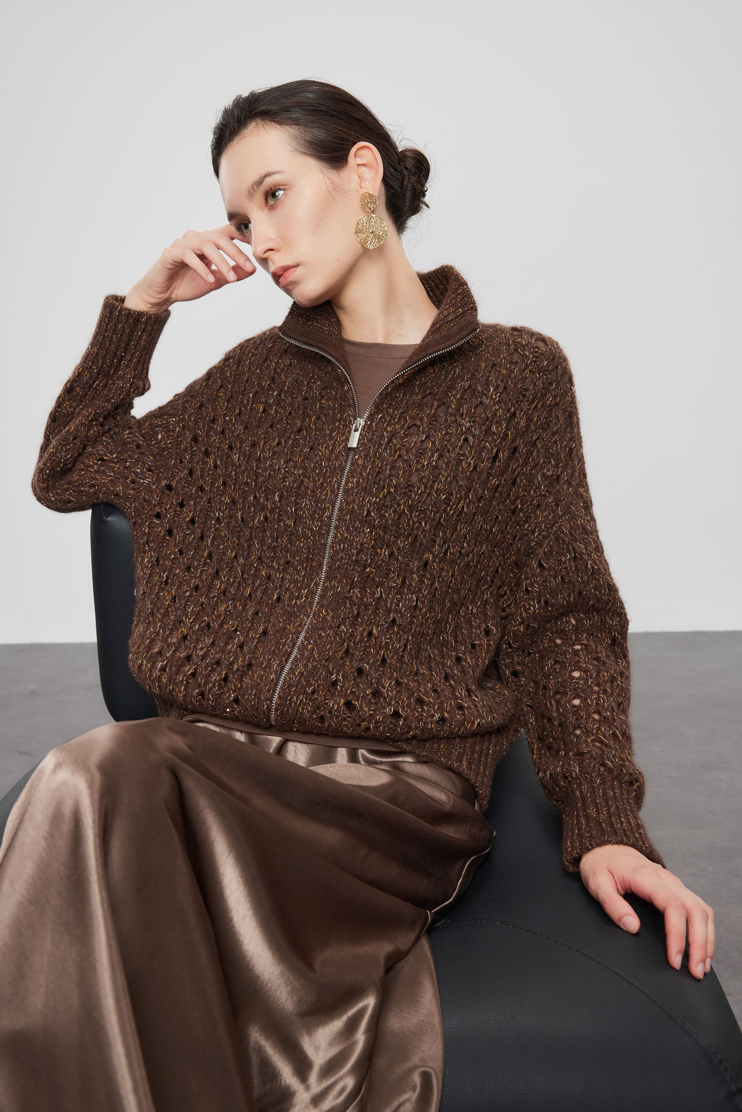 Eyelet Metallic Knit