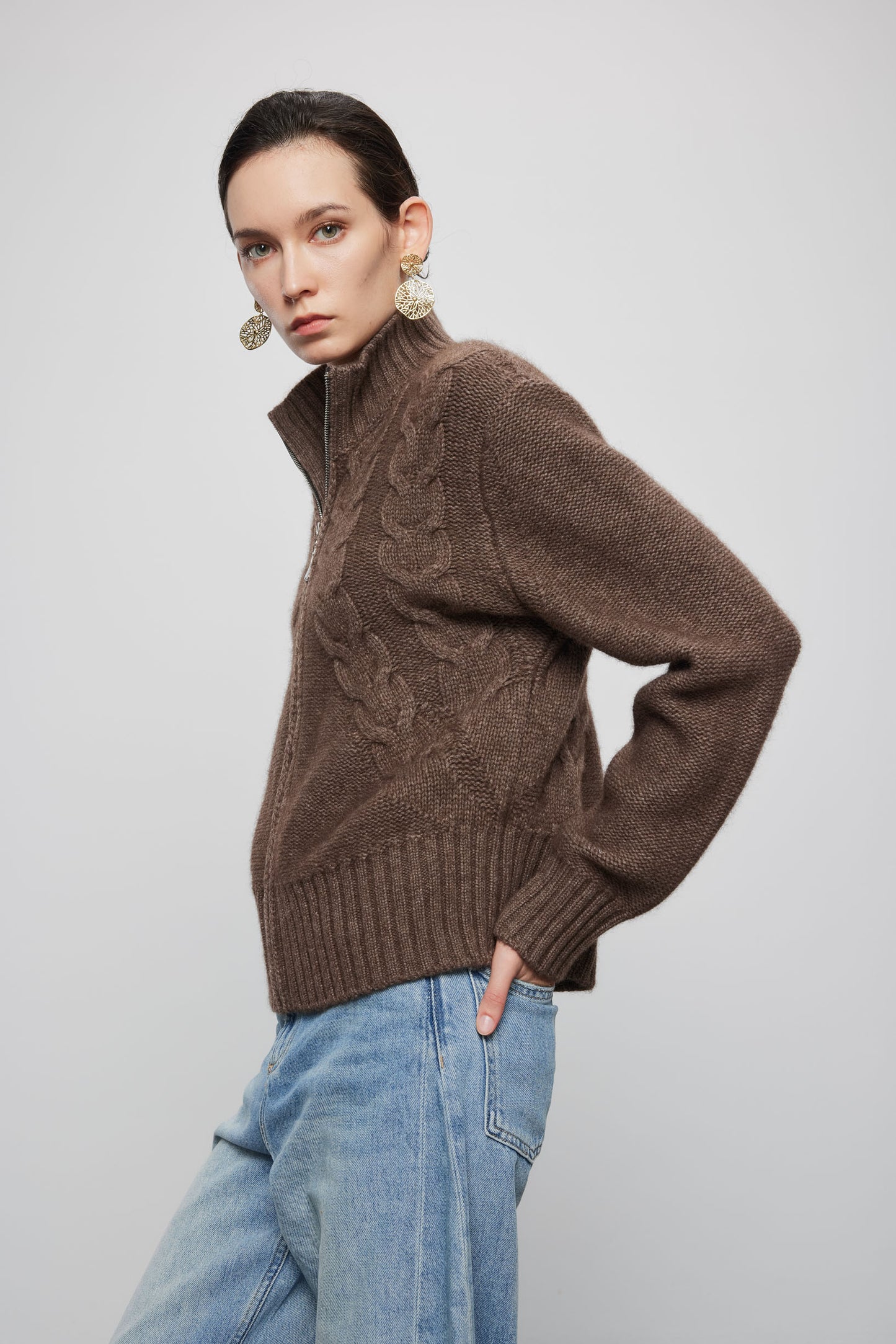 Wool Yak Blend Cable Knit Sweater