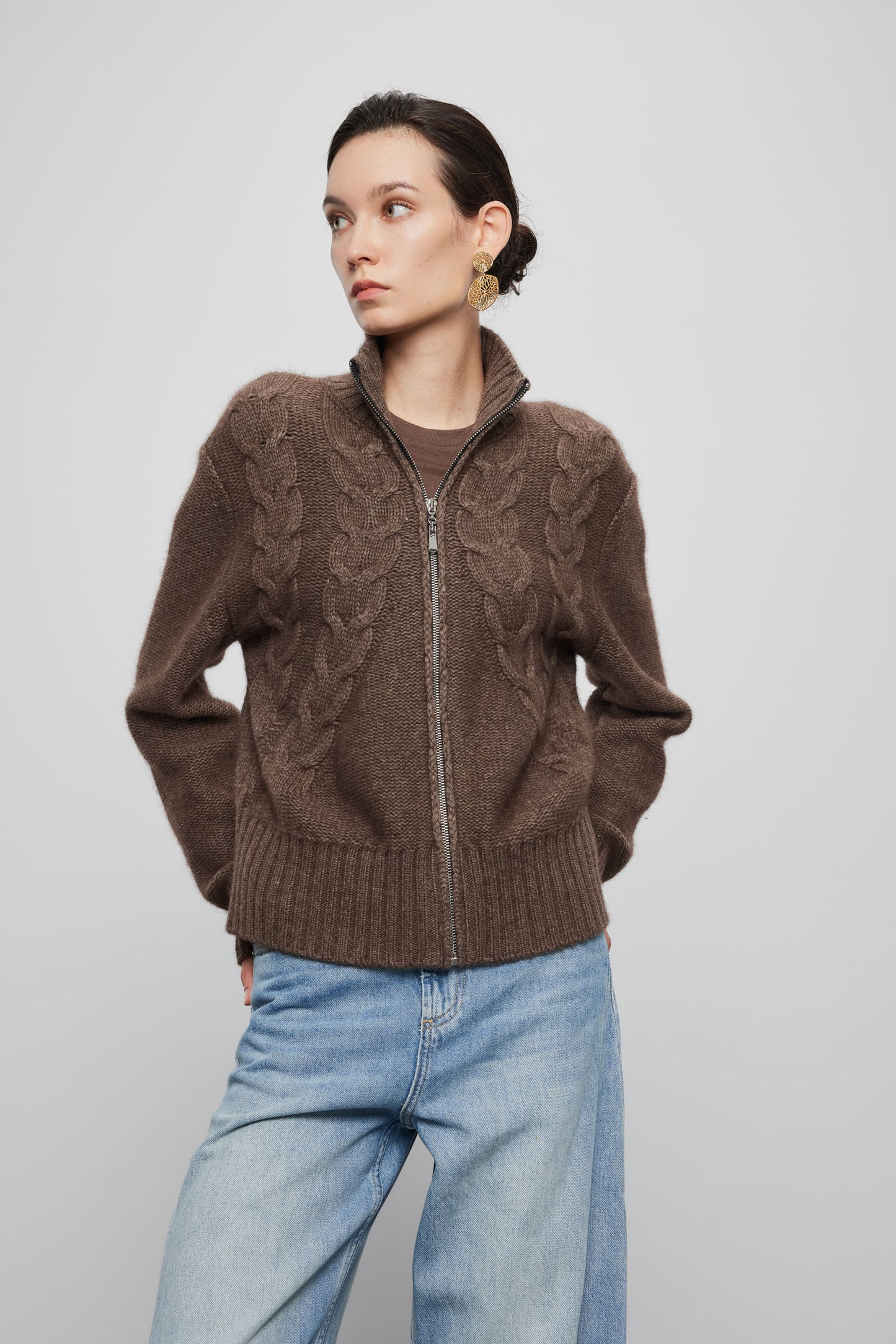 Wool Yak Blend Cable Knit Sweater