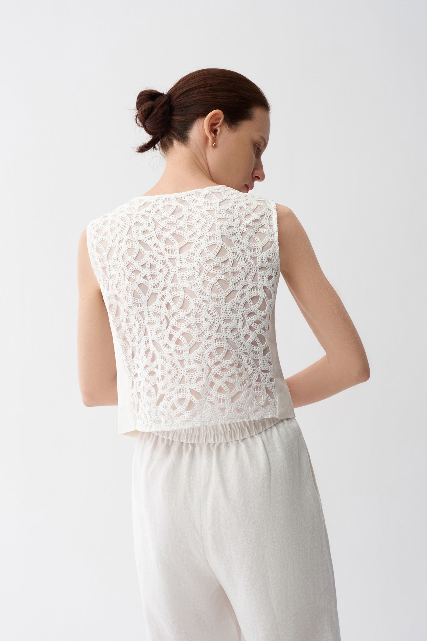 Lace-Knit Linen Vest