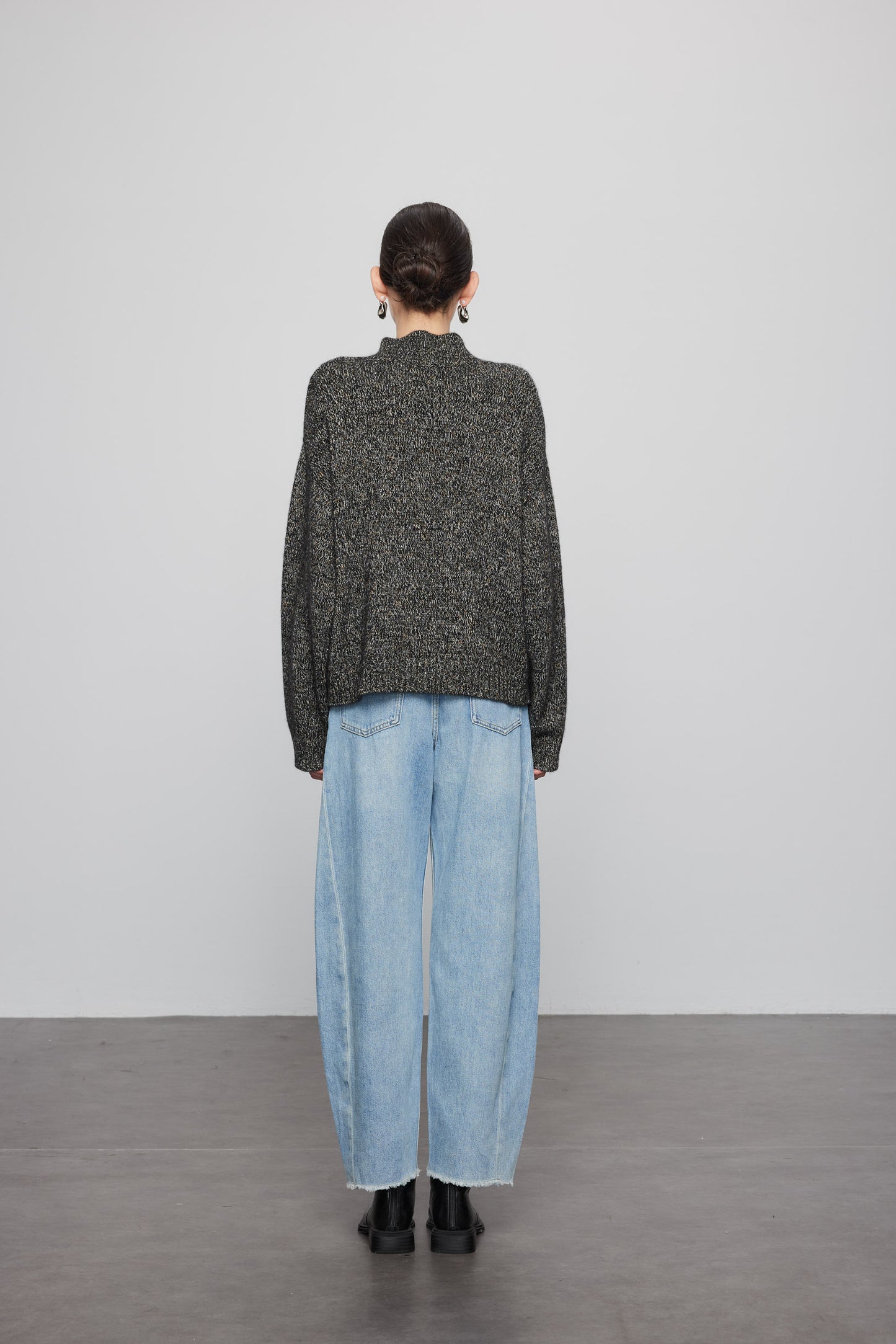 Melange Zip Front Sweater
