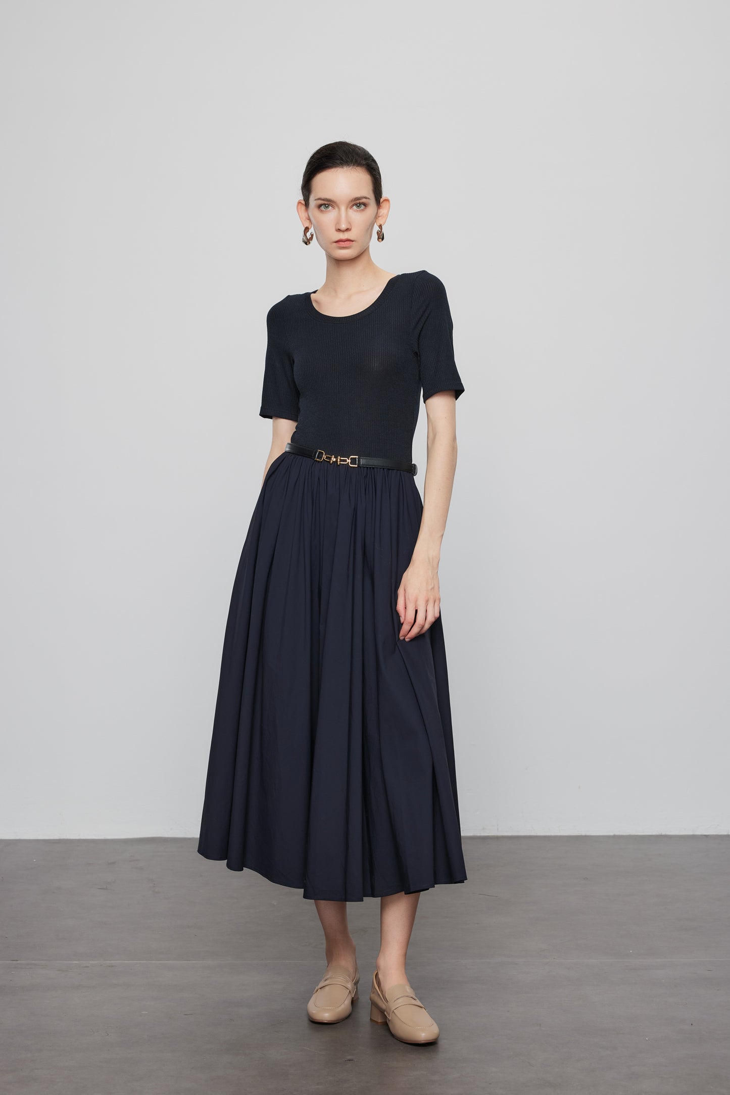 Short Sleeve Knit Panel Dress