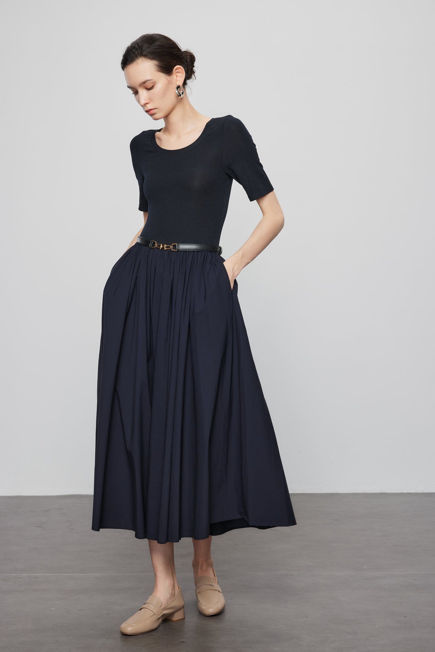 Short Sleeve Knit Panel Dress
