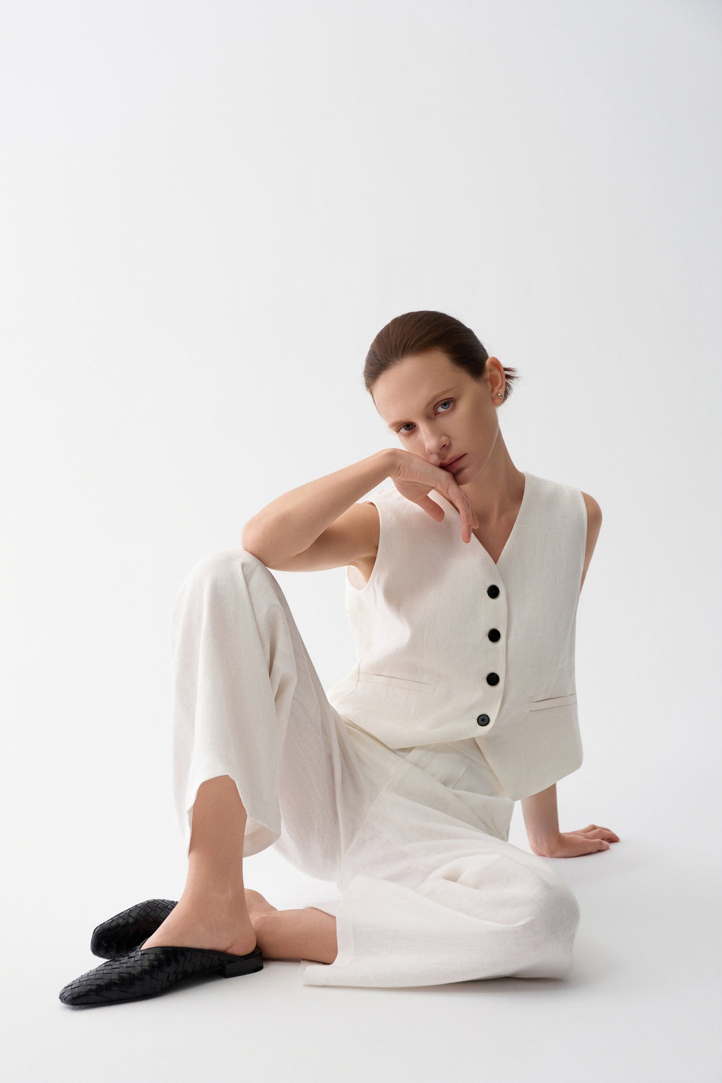 Lace-Knit Linen Vest