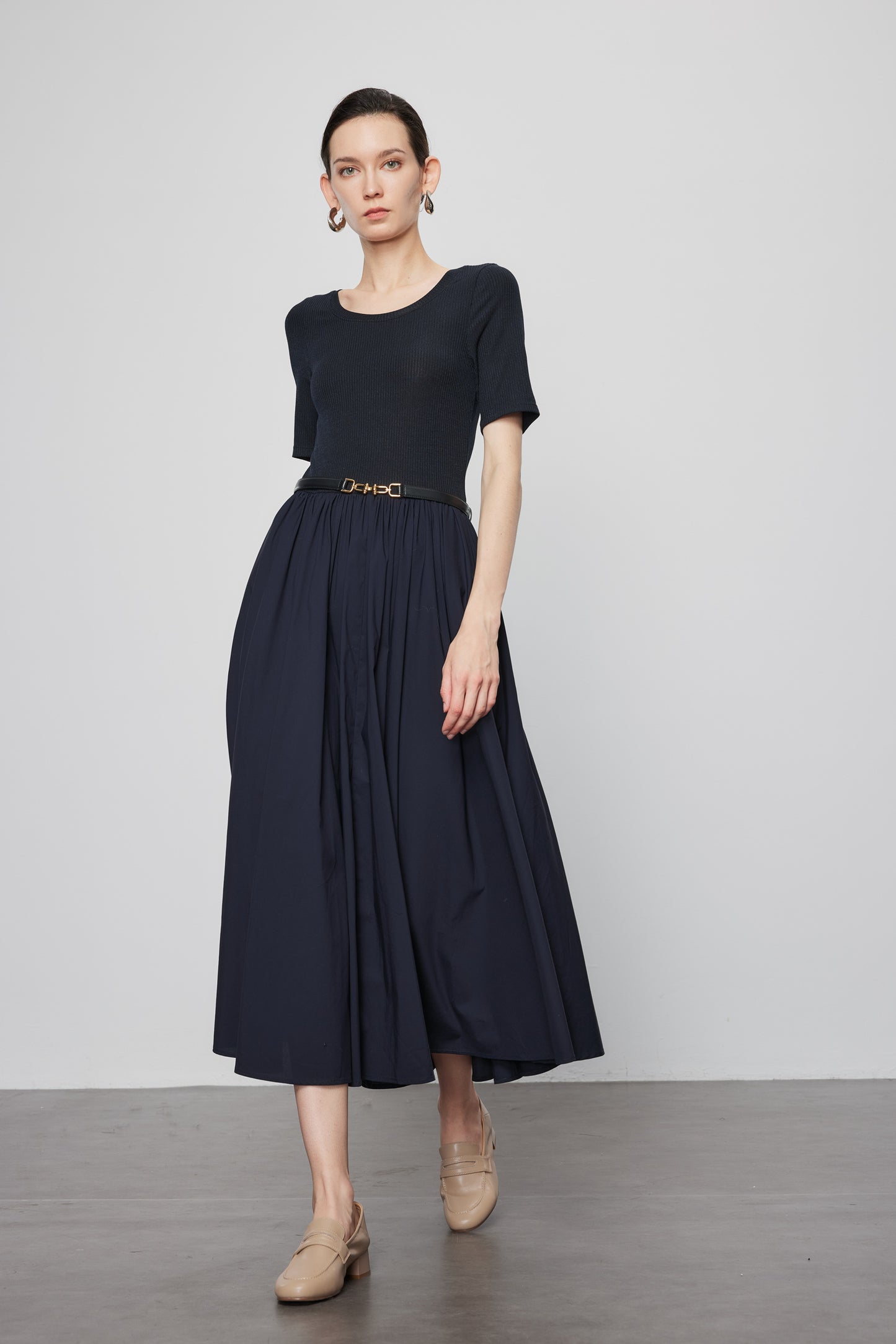 Short Sleeve Knit Panel Dress