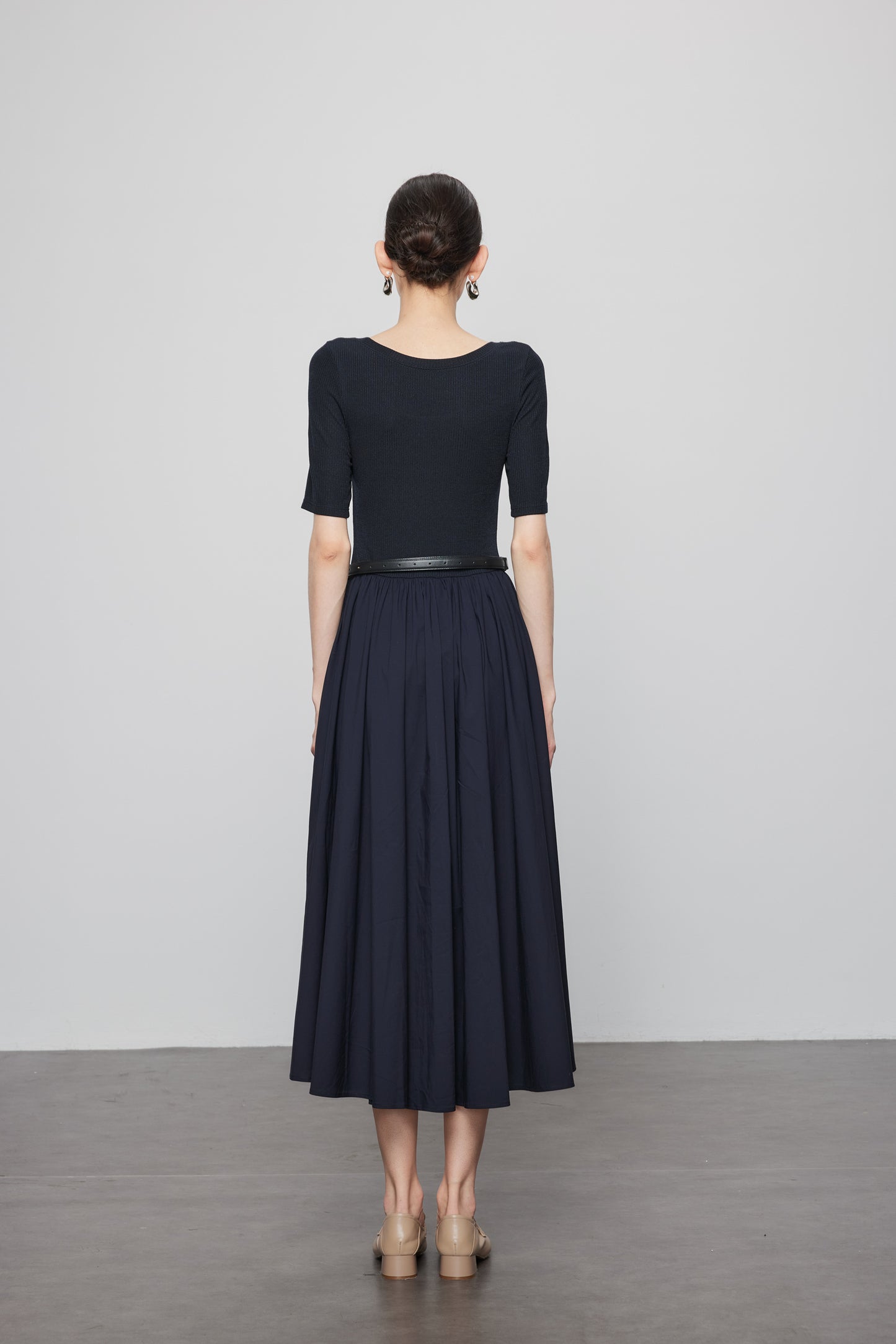 Short Sleeve Knit Panel Dress