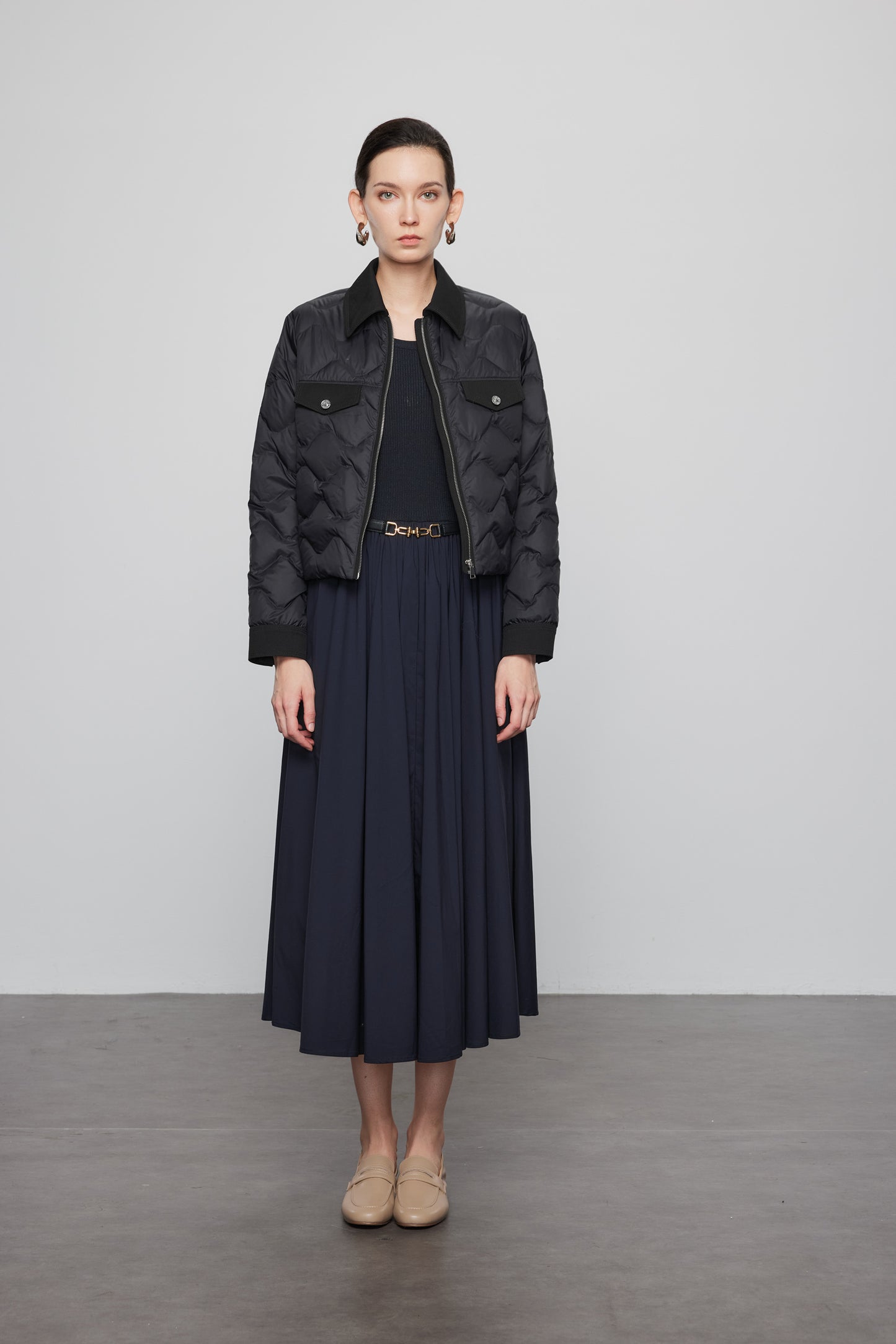 Goose Down Cropped Puffer Jacket