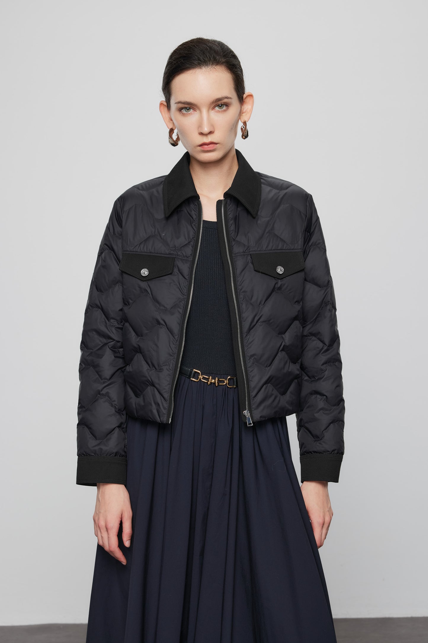Goose Down Cropped Puffer Jacket