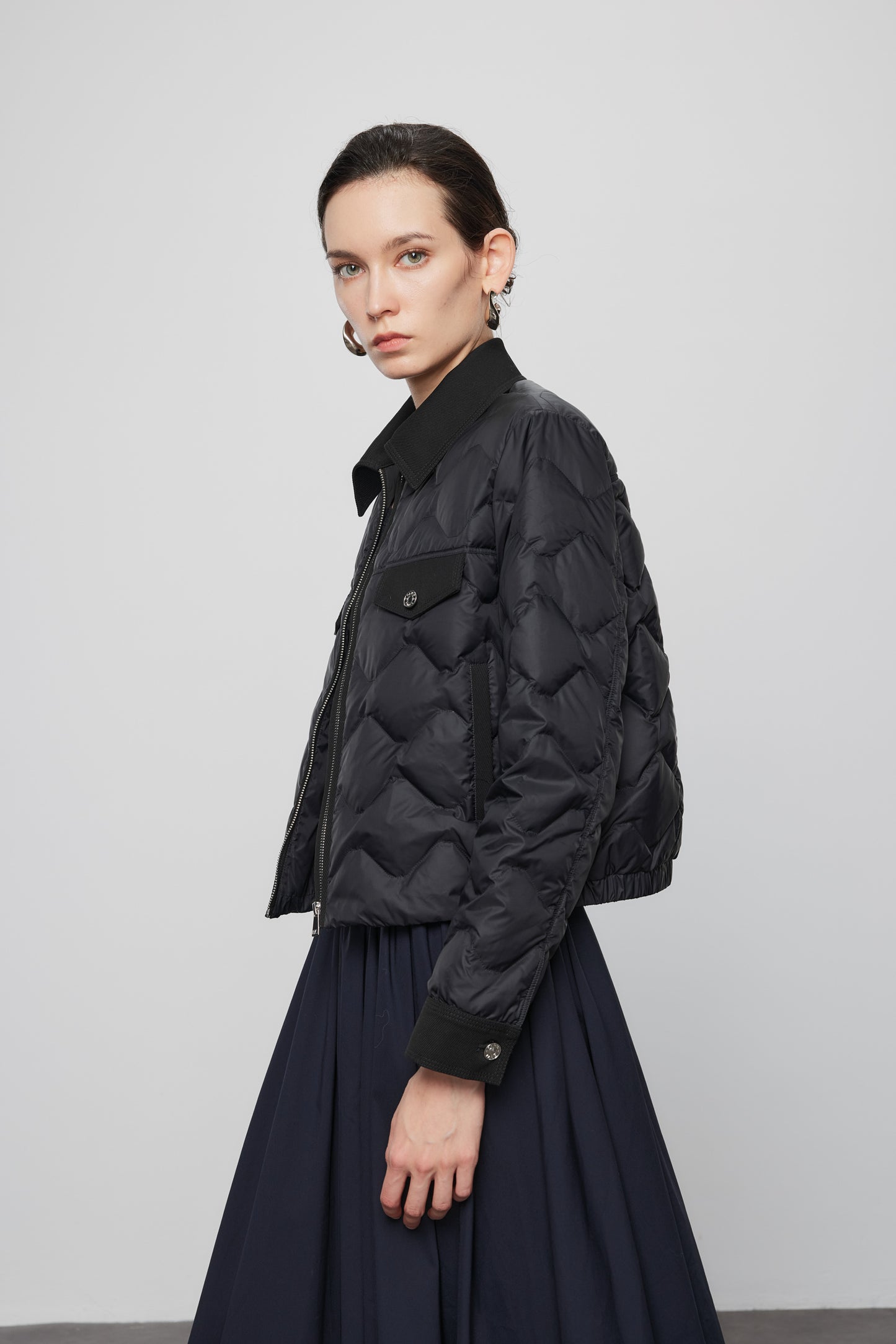 Goose Down Cropped Puffer Jacket