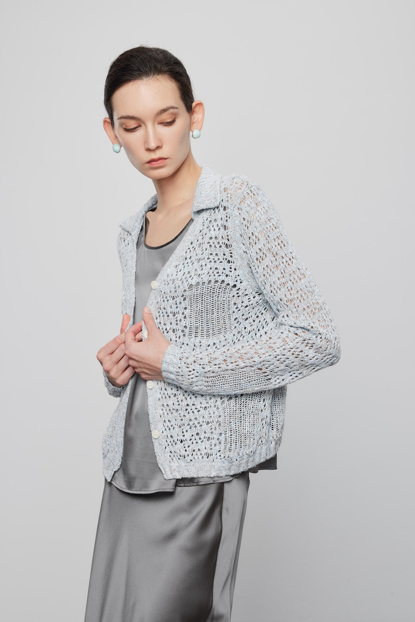 Crochet Notch Collar Cardigan