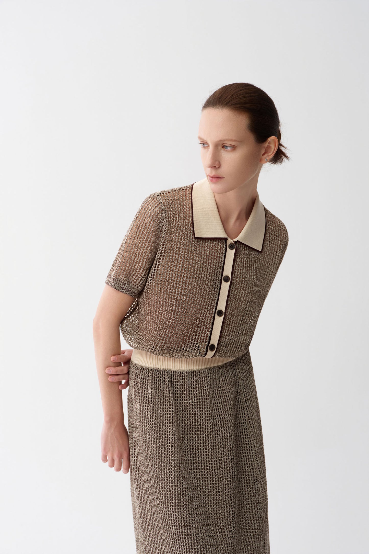 Openwork Linen Polo