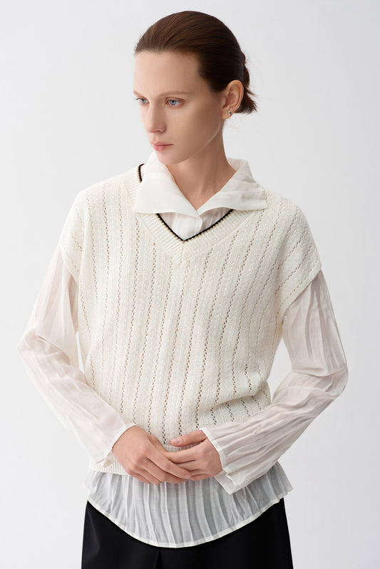 Openwork Linen Vest