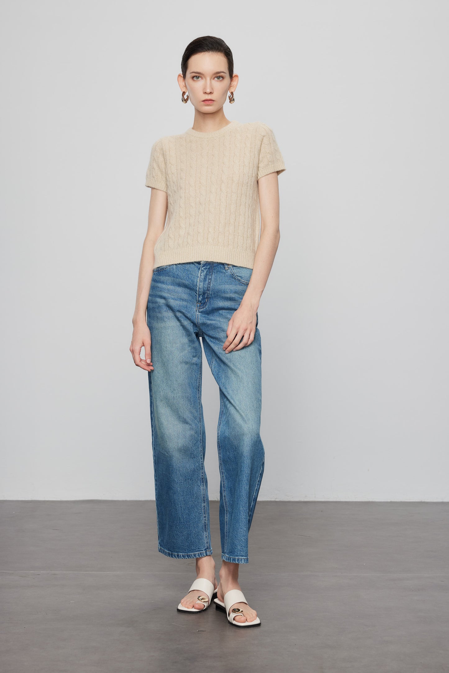 Cabled Shiny Thread Sweater