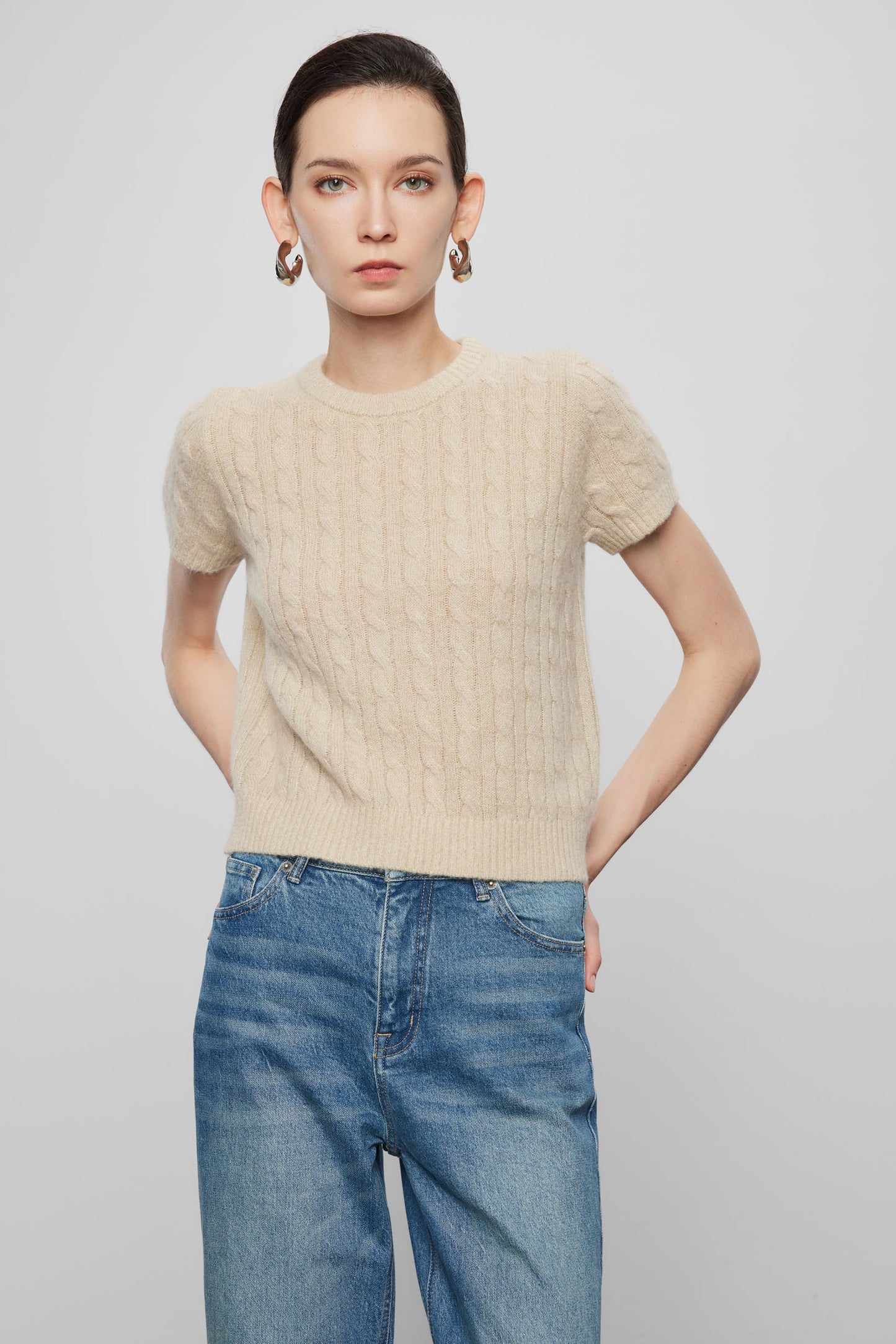 Cabled Shiny Thread Sweater