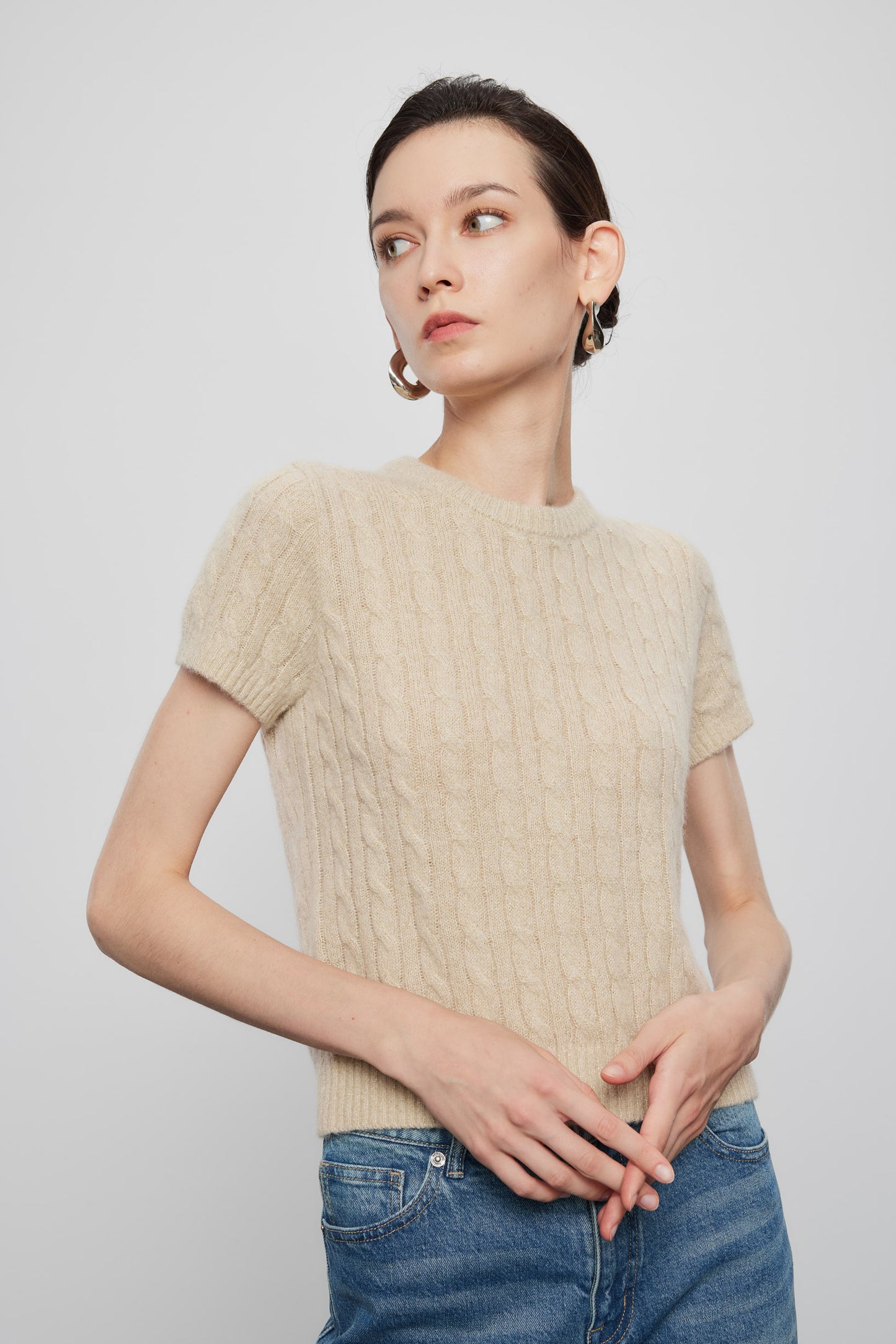 Cabled Shiny Thread Sweater