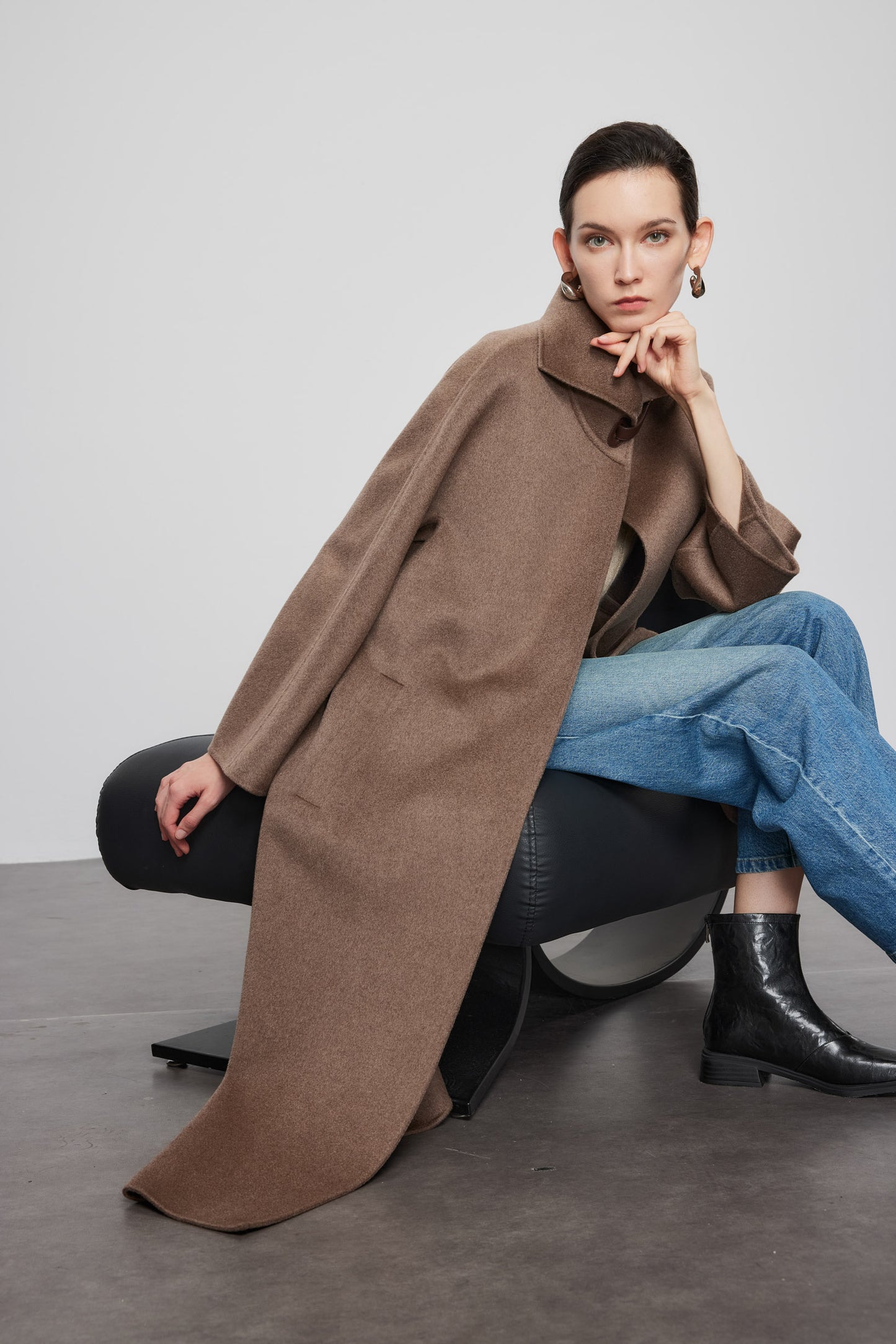 Extraordinary Undyed Cashmere Long Coat