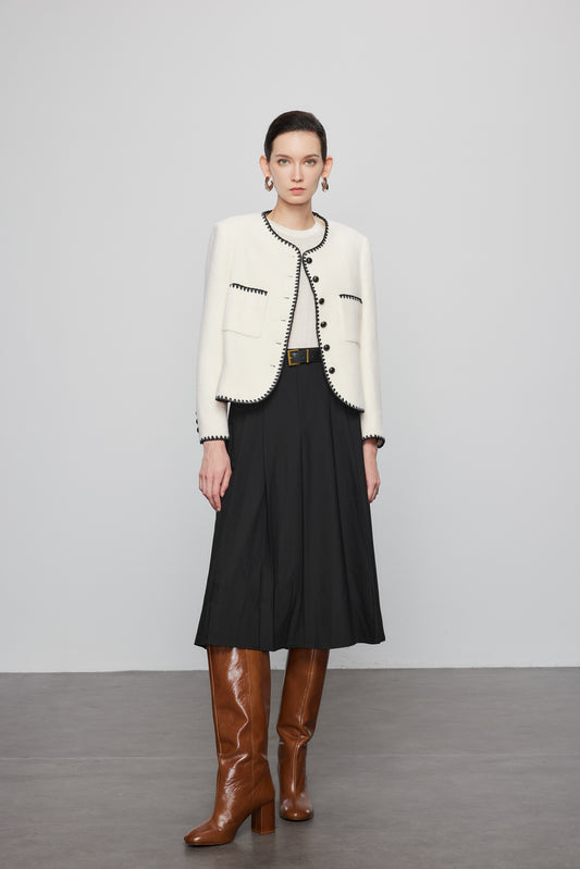Wool Jacket with Zigzag Trim