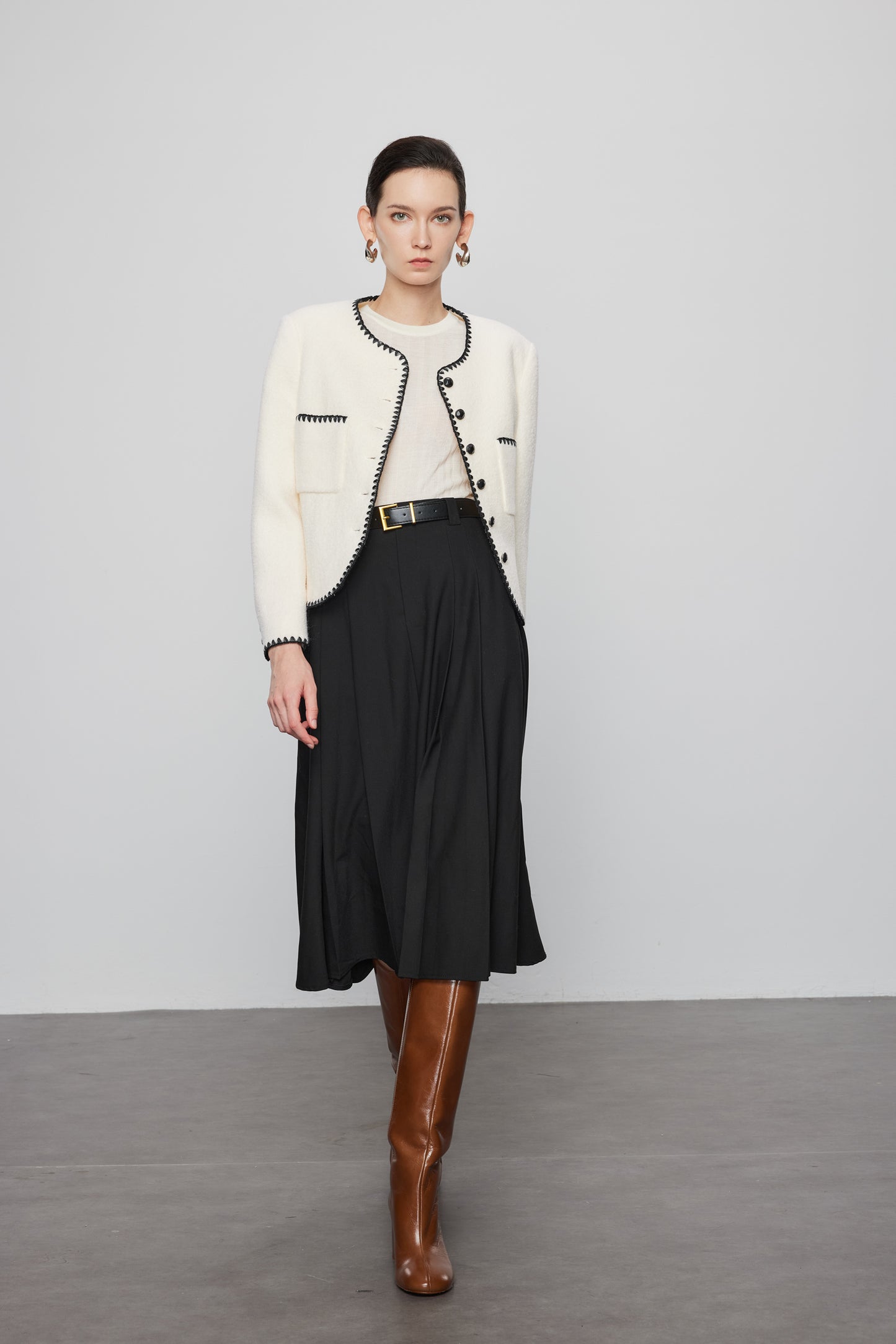 Wool Jacket with Zigzag Trim