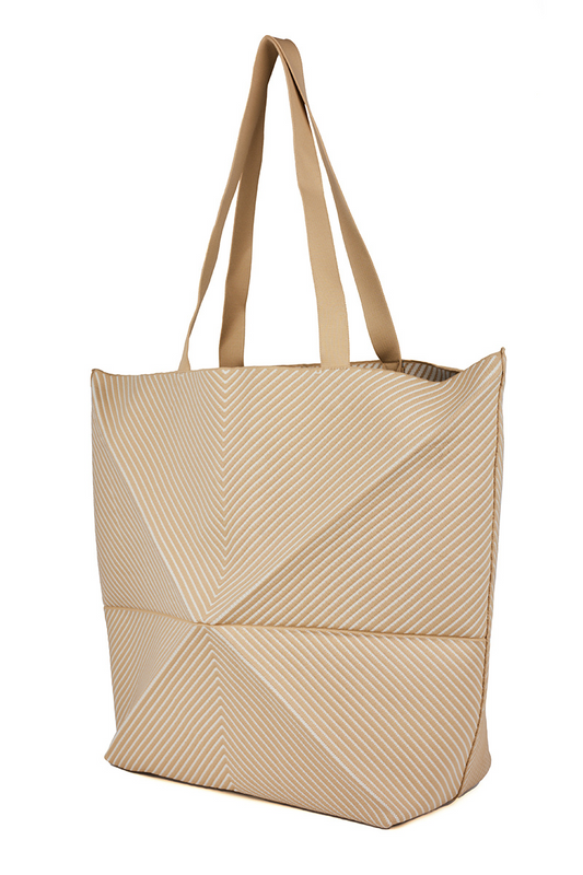 Foldable Knit Small Bag-Beige/White